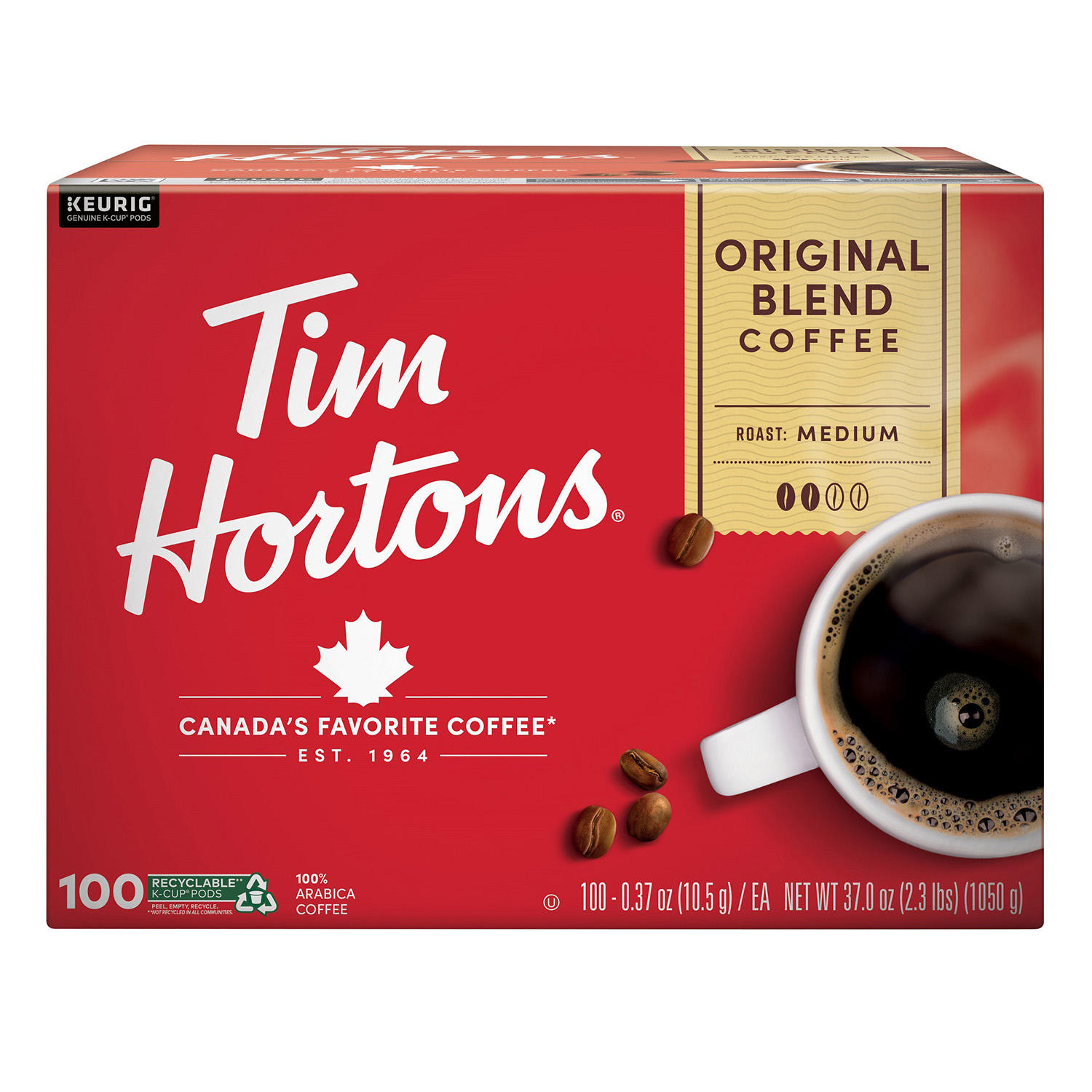 (image for) Tim Hortons Original Blend Premium Coffee (100 ct.) - Click Image to Close